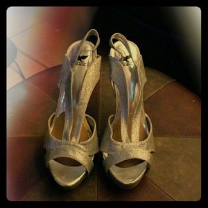 Silver glitter heels/ prom or wedding